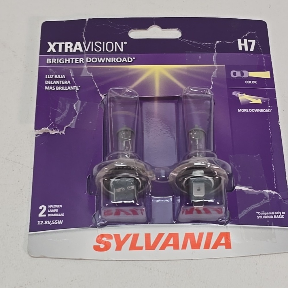 Set of 2 SYLVANIA XtraVision Halogen Lamp Bulbs, H7 12.8V, 55W New‎ Sealed